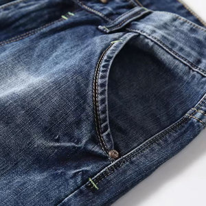 Shorts en jean droits pour homme avec logo personnalisé brodé, séchage rapide, respirant, doux, pour l'été, qualité supérieure, streetwear décontracté - Product Image 3