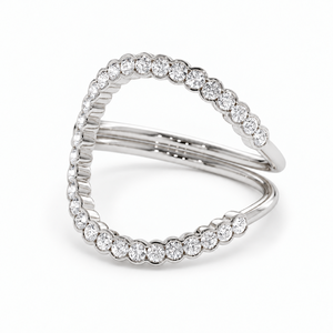 Bague en or 14 carats avec cercle ouvert et diamants 0,55 carat, élégante bande festonnée, diamants de laboratoire ronds G VS1, bague éternité spirale ouverte spectaculaire - Product Image 2