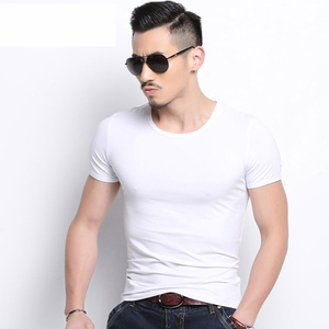 Camiseta Básica Premium para Hombre, Corte Ajustado, Color Liso, Tela de Algodón Suave, Cuello Redondo, para Uso Casual, Venta al Por Mayor y OEM - Product Image 4