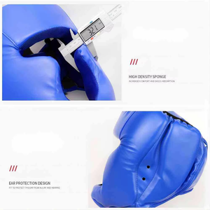 Casque de boxe bleu en cuir PU, casque de protection sportif pour adultes unisexe, fermeture à boucle, couleur unie, visière transparente, 7 Air - Product Image 5