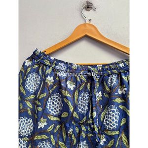 Jupe trapèze mi-longue en coton à imprimé floral et taille élastique pour femme, idéale pour l'été - Product Image 5