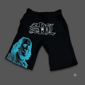 Shorts personnalisés délavés à l'acide pour hommes, en tissu épais, style vintage, imprimé graphique, décontractés, avec cordon de serrage, streetwear, vente en gros - Product Image 5