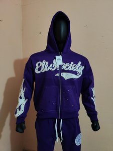 OEM Survêtements Streetwear Homme Très Demandés, Style Punk Tendance, avec Broderie Effet Vieilli, Fermeture Éclair Intégrale et Pierres Ornamentales, Nouvelle Mode 2027 - Product Image 1