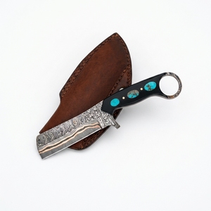 Couteau de boucher en cuivre Damas avec incrustation turquoise, lame fixe, pour la chasse, le camping et les activités de plein air, fabriqué par le fabricant - Product Image 3