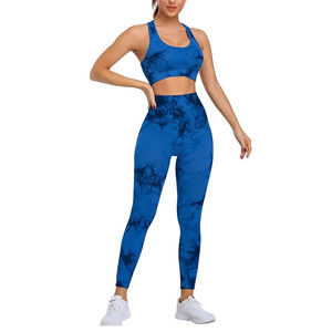 Ensemble de yoga et fitness entièrement personnalisé pour femmes, taille standard, legging et soutien-gorge unis teints, vente en gros - Product Image 1