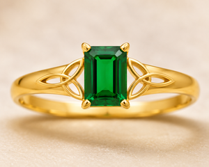 Bague de fiançailles classique pour femme en argent sterling 925 plaqué or 18 carats, sertie de zircone cubique verte octogonale, faite à la main, empilable, cadeau avec pierre précieuse - Product Image 4