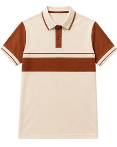 Polo Personalizado para Hombre en Beige y Marrón, Manga Corta, Casual, para Golf, Transpirable, Verano, Diseño Color Block, Premium - Product Image 1