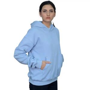 Sweat-shirts et sweats à capuche en molleton de coton teint uni de qualité supérieure, épais, bleu ciel, style streetwear - Product Image 4