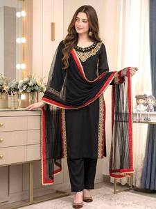 Designer Pure Mul Chanderi Wrinkle-Free Stretchable Kurta Palazzo Set Nazmin Dupatta Embroidered <b>Sequin</b> Work Wedding Party Wear - Product Image 2
