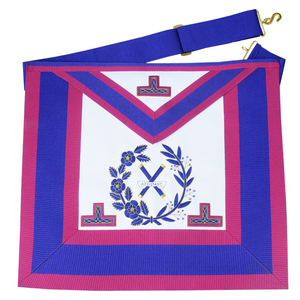 Conjunto de Mandil y Collar Masónicos OES Bordados a Mano para Patrón/Matrón, Regalia Masónica de Cuero Morado con Insignias 3D - Product Image 6