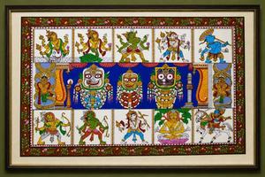 Décoration murale encadrée style Orissa, panneau de déité hindoue, à suspendre pour salon, décoration intérieure Diwali - Product Image 3