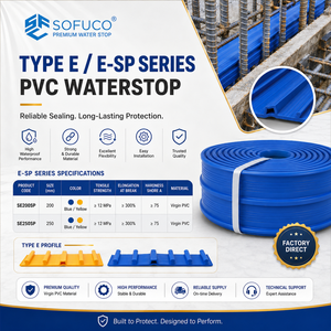 Reduce Future Repair Cost in UAE Basement Projects with Sofuco <b>PVC</b> Waterstop 200mm Flexible <b>PVC</b> <b>Strip</b> for Concrete Joint Sealing - Product Image 4