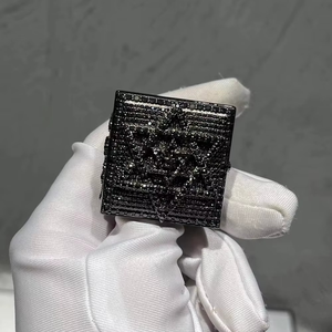 Rapper <b>Ring</b> Jewelry Silver Sterling <b>Black</b> Moissanite Diamond Hip Hop Champion <b>Men</b> Moissanite <b>Ring</b> For <b>Mens</b> - Product Image 1