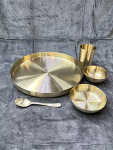 Service de table en laiton, ustensiles de cuisine, design martelé, vaisselle traditionnelle pour restaurant et mariage - Product Image 5