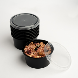 Contenants alimentaires en plastique PP noir avec couvercles transparents, compatibles micro-ondes, pour la préparation des repas et l'emballage à emporter - Product Image 1