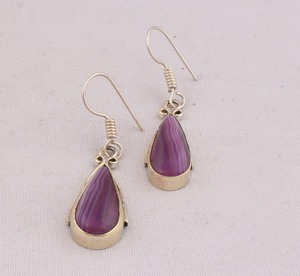 Wholesale Natural Charoite <b>Earrings</b> 925 Sterling <b>Silver</b> Vintage Style Jewelry Supplier Luxury Purple Gemstone <b>Drop</b> <b>Earrings</b> - Product Image 1