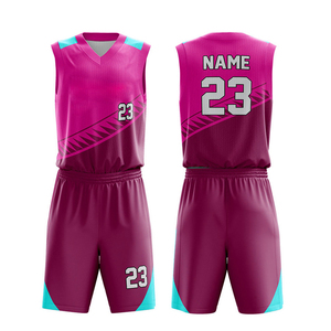 Ensemble d'uniformes de basket-ball personnalisés, jaune et violet, impression par sublimation, jersey unisexe en polyester respirant pour adultes avec numéro 23 - Product Image 5