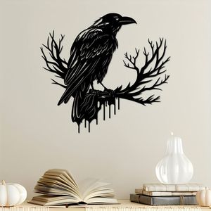 CIFbuy Arte Murale Gotica in Metallo Nero a Forma di Corvo, Silhouette di Uccello Vintage Industriale, Decorazione Verticale per Pareti Domestiche, Servizio di Ritiro Disponibile - Product Image 4