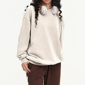 Sudadera de cuello redondo extragrande para mujer al por mayor, con logo personalizado, cuello alto, de algodón, tipo jersey, servicio OEM, nueva llegada - Product Image 2