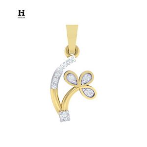 Two Tone Gold <b>Butterfly</b> Leaf Flower Diamond Pendant Curved Branch <b>Charm</b> Fine Jewelry Gift for Women - Product Image 5