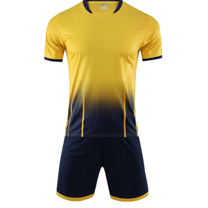 Camiseta de Fútbol para Hombre, Amarilla con Degradado, Cuello Redondo, Manga Corta, Poliéster que Absorbe la Humedad, Ropa Deportiva para Todas las Temporadas, Suministro de Fábrica - Product Image 1