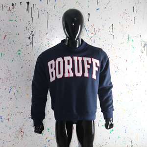 Sudadera BORUFF NAVY con cuello alto, 100% BLANCA, con apliques bordados, cuello ancho, URBAN PRODUCTIONS - Product Image 2