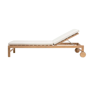 Chaise longue de loisirs avec coussin, inclinable manuellement, pour l'extérieur, mobilier minimaliste pour patio et bord de piscine - Product Image 2