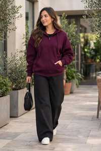 ONETEN APPARELS Women's Navy Blue <b>Cropped</b> Hoodie Wide Leg <b>Joggers</b> Set Full Sleeve Print Streetwear Tracksuit Loose Fit 2 1 100% - Product Image 5