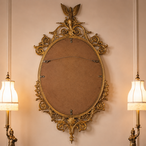 Antique Gold Oval Wall Mirror Ornate Rococo Eagle Crest Decorative Luxury Mirror For Living Room Wall Decor - Product Image 3