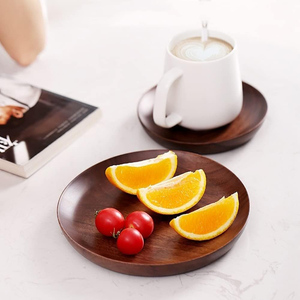 Lot de 2 élégants plateaux ronds en bois d'acacia pour servir des gâteaux, du fromage, du thé, du café, de la salle de bain et du dîner. - Product Image 6