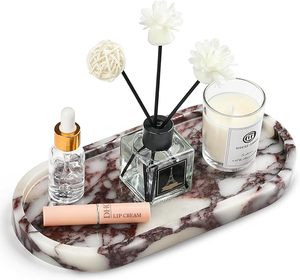 Affordable Handmade Marble Vanity Organizer <b>Tray</b> for Bathroom Essentials, Cosmetics, Perfumes and Countertop <b>Storage</b> - Product Image 1
