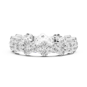 Double <b>Row</b> Cluster Round Lab Grown Diamond Eternity Band 1.98ctw 925 Sterling Silver Unisex Ring IGI Certified Fine Jewelry - Product Image 1