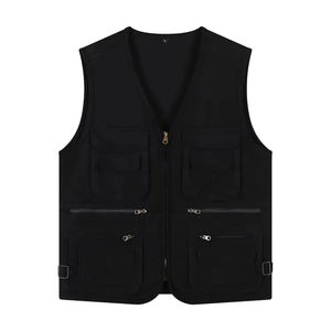 <b>Black</b> Multi Pocket Tactical <b>Vest</b> Utility Waistcoat Zip Up Workwear Outdoor Hiking Hunting Fishing - Product Image 1