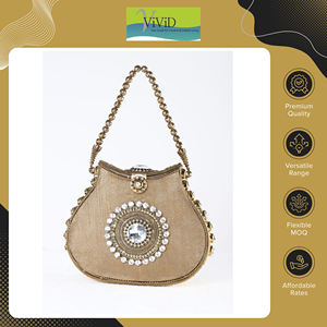 Sac à main en métal perlé léger de qualité supérieure pour femmes, capacité de 1 à 1,9 L, avec doublure en soie, prix réduit en Inde - Product Image 2