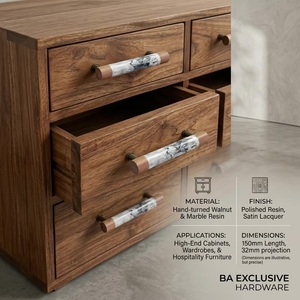 Poignée de tiroir cylindrique industrielle en bois et résine écologique pour meuble d'extérieur – Design durable - Product Image 2