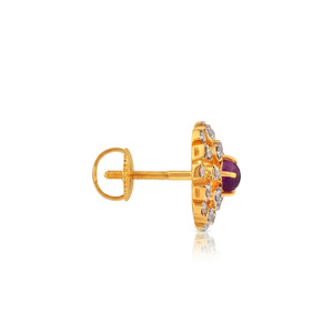 Boucles d'oreilles clous en diamant motif floral doré soleil éclatant - Product Image 3