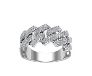 Anillo de bodas de oro macizo de 14 quilates personalizado, banda cubana de diamante cultivado en laboratorio de forma redonda de 2 quilates, joyería para hombre - Product Image 1