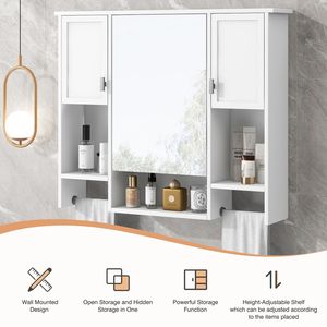Mobiletto da Bagno Moderno 35 X 28 da Parete con Specchio, Armadietto Portamedicinali e Portasciugamani - Product Image 5