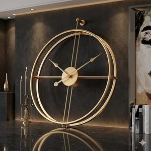 Modern Gold Plated Round <b>Wall</b> <b>Clock</b> Quartz Analog <b>Oversized</b> Design for Living Room Hanging Style - Product Image 1