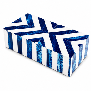 Boîte à mouchoirs décorative en résine bleue et blanche avec couvercle en bois, porte-papier pour la maison, l'hôtel, la salle de bain, boîte à bijoux avec couvercle, cadeau - Product Image 1