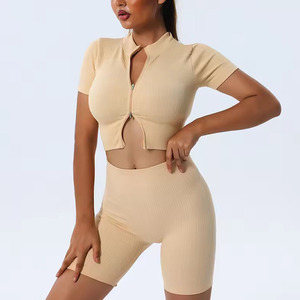 New Design Active Wear 5 Pieces Sports Bra Top , Leggings and <b>Yoga</b> <b>Jacket</b> Workout Sets for Women Sportswear Gym Fitness Set - Product Image 2