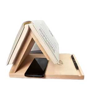 Luxury Solid Oak <b>Large</b> Desktop Book Rack V-Shape Angled Tabletop Bookshelf Executive Office <b>Desk</b> Magazine Organizer Display - Product Image 2