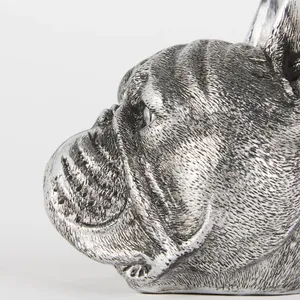 Porte-livres en métal Bouledogue Français, 2 pièces, décor animal sculpté, organisateur de bureau et de maison, design artistique contemporain - Product Image 2