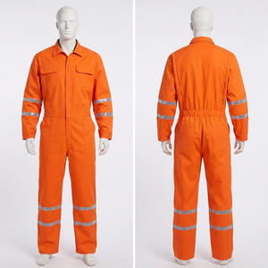 Combinaison de travail industrielle unisexe, uniforme, 260 GSM, coton polyester, orange, haute visibilité, vêtements de sécurité réfléchissants, imperméables, logo personnalisé - Product Image 1