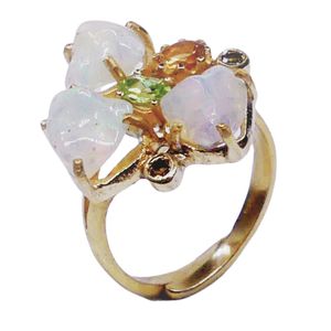 Wedding Wear 925 Sterling <b>Silver</b> Gold Plated Jewelry <b>Opal</b> Tourmaline Gemstone Women Wear Classic <b>Ring</b> - Product Image 1
