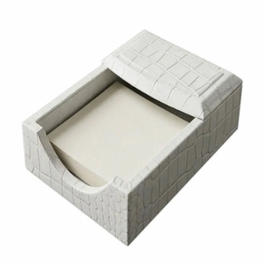 White Crocodile Embossed Leather <b>Memo</b> Holder Leather <b>Memo</b> <b>Pad</b> Holder With Crocodile Texture - Product Image 1