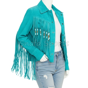 Real Soft Leather <b>Suede</b> Breathable Ladies Western Winter <b>Jacket</b> for Women with Heated Lining and Solid Pattern - Product Image 4