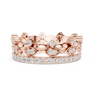 Luxury Rose Gold Plated Marquise Leaf Eternity <b>Ring</b> with Round Cut <b>Crystal</b> Stones Stackable Fashion Jewelry - Product Image 4