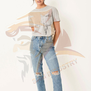 Camiseta de manga corta para mujer, de alta calidad, ecológica, informal, transpirable, de cuello redondo y color liso, para usar en verano. - Product Image 3