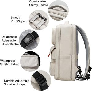 Expandable Travel <b>Backpack</b> for Women & Men 15.6'' Laptop Carry On Weekender Bag Outdoor Hiking with Multifunction Pockets - Product Image 4